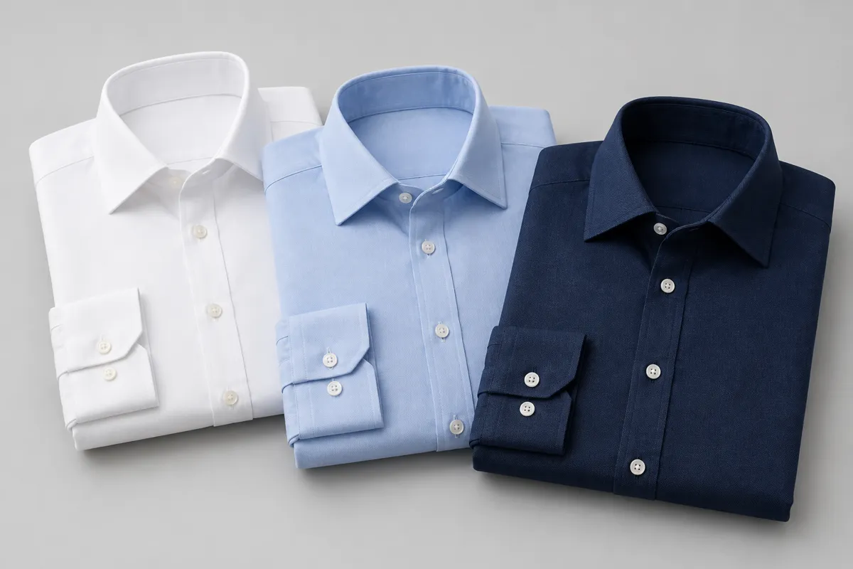 Representative AI-generated woven shirts; not actual stock.